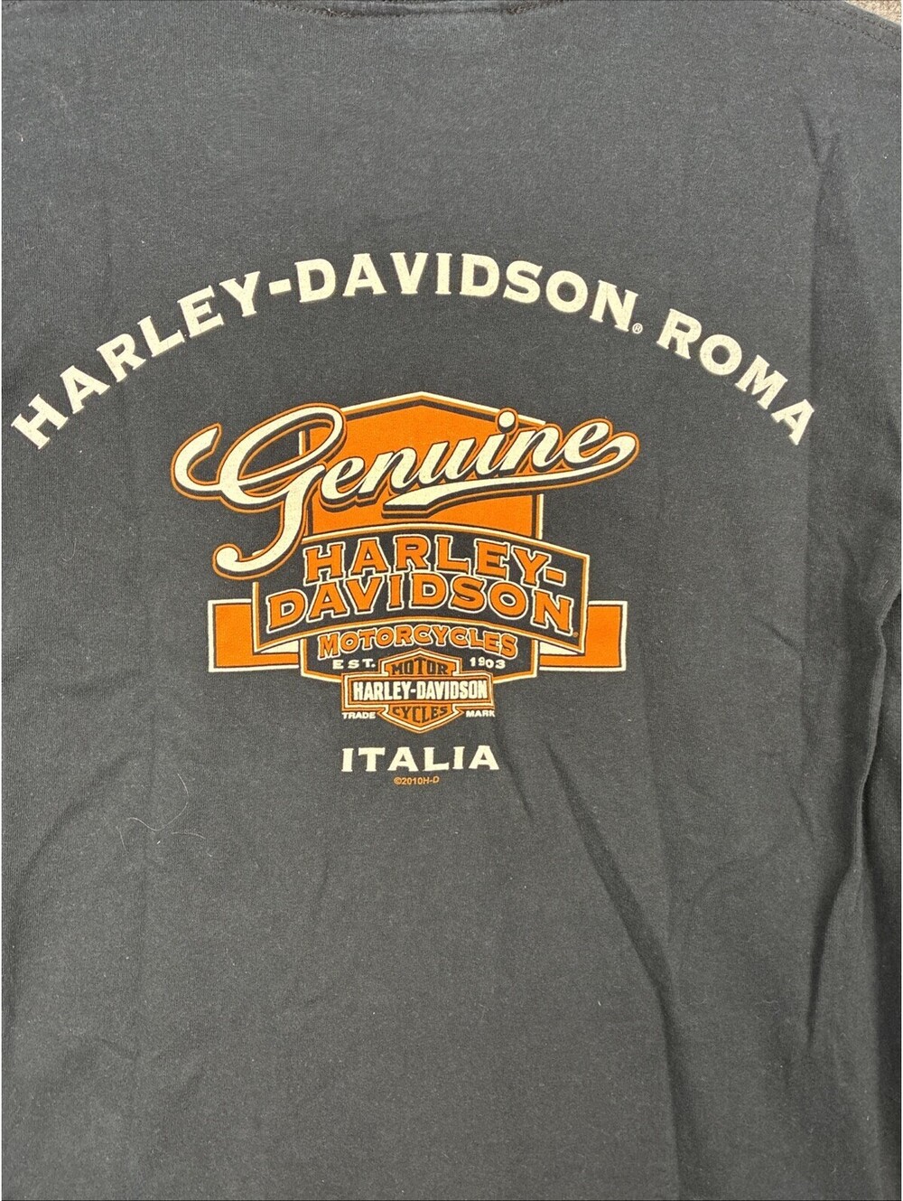 Harley Davidson Mens Size Medium Roma Italy Italia 100% Cotton 2010 S/S Shirt